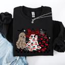 Medium Black Retro Halloween Ghosts Checkered Pattern Vintage Haunted Collectible Edition Sweatshirt