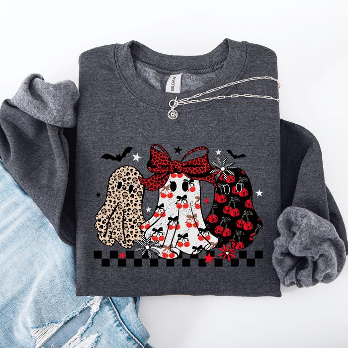 Retro Halloween Ghosts Checkered Pattern Vintage Haunted Collectible Edition Sweatshirt