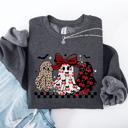 Small Dark Gray Heather Retro Halloween Ghosts Checkered Pattern Vintage Haunted Collectible Edition Sweatshirt