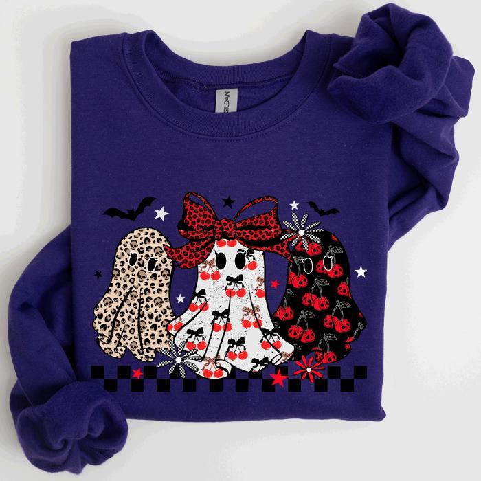 Retro Halloween Ghosts Checkered Pattern Vintage Haunted Collectible Edition Sweatshirt
