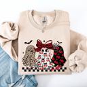 Medium Sand Retro Halloween Ghosts Checkered Pattern Vintage Haunted Collectible Edition Sweatshirt