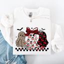 XXL White Retro Halloween Ghosts Checkered Pattern Vintage Haunted Collectible Edition Sweatshirt