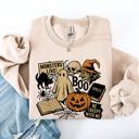 Large Sand Retro Halloween Monsters Witch Creepy Vintage Nightfall Edition Classic Spooky Motifs And Nostalgic Sweatshirt