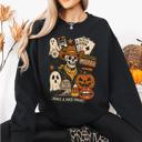 XXL Black Retro Skeleton Motel Vintage Halloween Nostalgia Graphic Design Collective Edition Sweatshirt