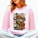 Small Light Pink Retro Skeleton Motel Vintage Halloween Nostalgia Graphic Design Collective Edition Sweatshirt