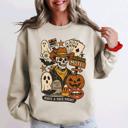 Large Sand Retro Skeleton Motel Vintage Halloween Nostalgia Graphic Design Collective Edition Sweatshirt