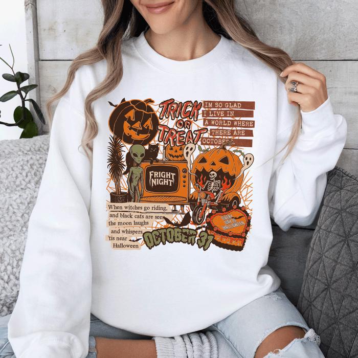 Retro Trick Or Treat Creep Halloween Spooky Vintage Nostalgia Throwback Sweatshirt
