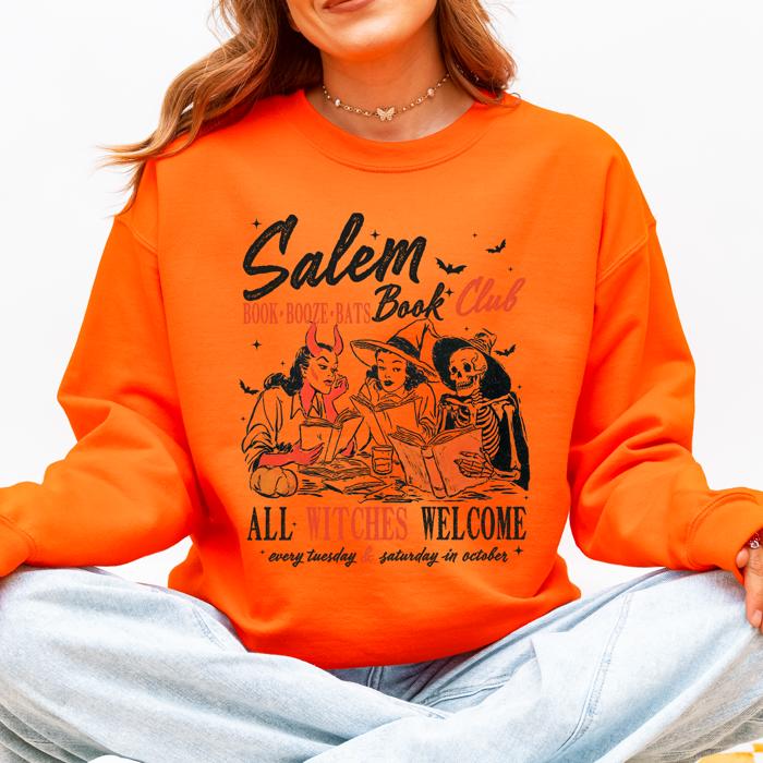 Salem Book Club All Witches Welcome Bookish Booktok Classic Vintage Halloween Reading Books Sweatshirt