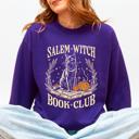  Salem Book Club Cat Retro Classic Vintage Halloween Reading Books Deluxe Sweatshirt
