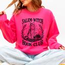 XXL Crunhberry Bright Pink Salem Book Club Cat Retro Classic Vintage Halloween Reading Books Deluxe Sweatshirt