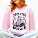 XL Light Pink Salem Book Club Cat Retro Classic Vintage Halloween Reading Books Deluxe Sweatshirt