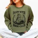 XXL Military Green Salem Book Club Cat Retro Classic Vintage Halloween Reading Books Deluxe Sweatshirt