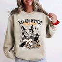 Small Sand Salem Book Club Vintage Halloween Reading Cats Retro Classic Books Cozy Sweatshirt