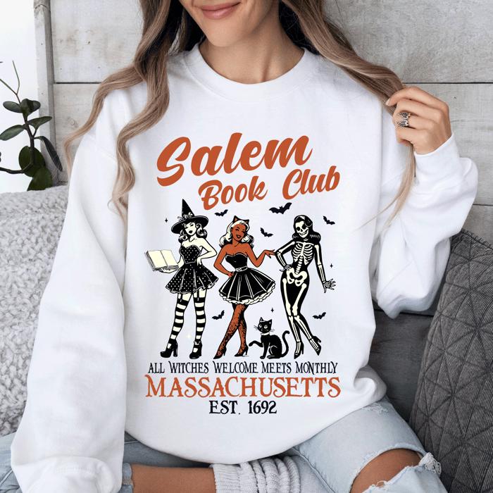 Salem Book Club Est. 1692 Retro Classic Vintage Halloween Reading Books Sweatshirt