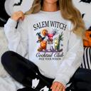 Large Ash Light Gray Salem Witch Cocktail Club Halloween Party Edition Retro Inspired Graphic Sweatshirt