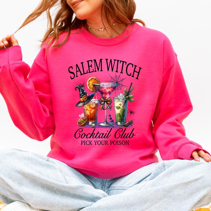 Salem Witch Cocktail Club Halloween Party Edition Retro Inspired Graphic Sweatshirt