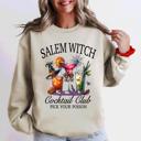 Medium Sand Salem Witch Cocktail Club Halloween Party Edition Retro Inspired Graphic Sweatshirt
