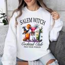 XL White Salem Witch Cocktail Club Halloween Party Edition Retro Inspired Graphic Sweatshirt