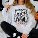 Medium Ash Light Gray Salem Witch Cocktail Club Halloween Spooky Mystic Night Graphic Illustration Sweatshirt