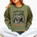 Large Military Green Salem Witch Cocktail Club Halloween Spooky Mystic Night Graphic Illustration Sweatshirt