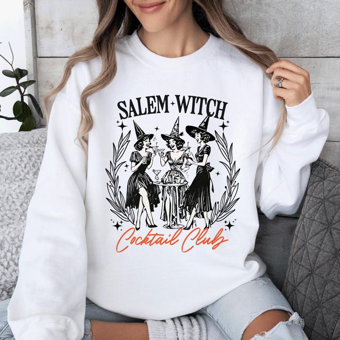 Salem Witch Cocktail Club Halloween Spooky Mystic Night Graphic Illustration Sweatshirt