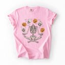 XXXL Blossom Light Pink Skeleton Juggling Halloween Jack O Lantern Artwork Featuring Retro Vibes Comfort Colors Tee