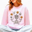 Large Light Pink Skeleton, Juggling, Halloween, Jack-O-Lantern Sweatshirt