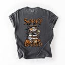 XL Pepper Dark Gray Sorry I'm Booked Skeleton Halloween Library Reading Edition Exclusive Comfort Colors Tee