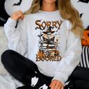 Large Ash Light Gray Sorry I'm Booked, Skeleton, Halloween, Library, Reading, Spooky Book Club Vibe Sweatshirt