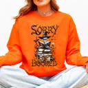 Medium Orange Sorry I'm Booked, Skeleton, Halloween, Library, Reading, Spooky Book Club Vibe Sweatshirt