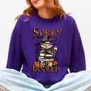 XL Purple Sorry I'm Booked, Skeleton, Halloween, Library, Reading, Spooky Book Club Vibe Sweatshirt