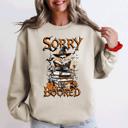 XXXL Sand Sorry I'm Booked, Skeleton, Halloween, Library, Reading, Spooky Book Club Vibe Sweatshirt