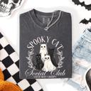 XL Pepper Dark Gray Spooky Cat Social Club Halloween Ghosts Witch Limited Edition Comfort Colors Tee