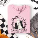 Large Blossom Light Pink Spooky Cat Social Club Halloween Ghosts Witch Limited Edition Comfort Colors Tee