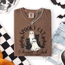 XL Espresso Spooky Cat Social Club Halloween Ghosts Witch Limited Edition Comfort Colors Tee