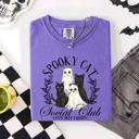 XL Violet Purple Spooky Cat Social Club Halloween Ghosts Witch Limited Edition Comfort Colors Tee