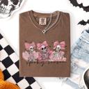  Spooky Season Skeletons Coquette Ribbon Bows Halloween Graphic Comfort Colors Tee