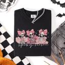 Large Black Spooky Season Skeletons Coquette Ribbon Bows Halloween Graphic Comfort Colors Tee