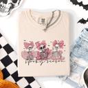 XXXL Ivory Cream Spooky Season Skeletons Coquette Ribbon Bows Halloween Graphic Comfort Colors Tee