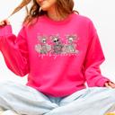 Medium Crunhberry Bright Pink Spooky Season Pink Skeletons Coquette Ribbon Bows Halloween Gothic Whimsy Sweatshirt