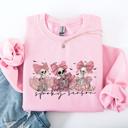 Medium Light Pink Spooky Season Pink Skeletons Coquette Ribbon Bows Halloween Gothic Whimsy Sweatshirt
