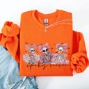 Large Orange Spooky Season Pink Skeletons Coquette Ribbon Bows Halloween Gothic Whimsy Sweatshirt
