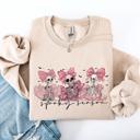 Small Sand Spooky Season Pink Skeletons Coquette Ribbon Bows Halloween Gothic Whimsy Sweatshirt