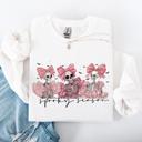 XXXL White Spooky Season Pink Skeletons Coquette Ribbon Bows Halloween Gothic Whimsy Sweatshirt