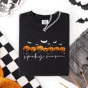  Spooky Season Pumpkins Halloween Pink Skeletons With Bow Adornments Comfort Colors Tee