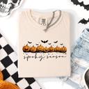  Spooky Season Pumpkins Halloween Pink Skeletons With Bow Adornments Comfort Colors Tee