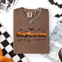 XXXL Espresso Spooky Season Pumpkins Halloween Pink Skeletons With Bow Adornments Comfort Colors Tee