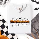 XXL White Spooky Season Pumpkins Halloween Pink Skeletons With Bow Adornments Comfort Colors Tee