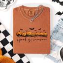 Large Yam Spooky Season Pumpkins Halloween Pink Skeletons With Bow Adornments Comfort Colors Tee