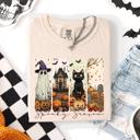 XXL Ivory Cream Spooky Season Stripes Halloween Cat Ghost Pumpkins Autumn Fall Comfort Colors Tee
